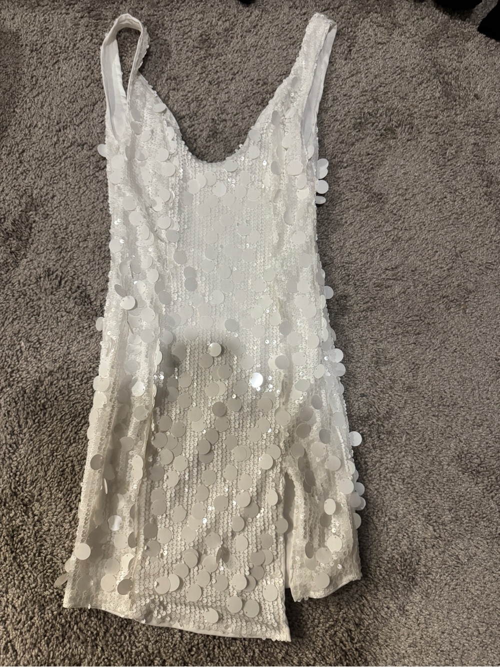 White Sequin Tank Dress